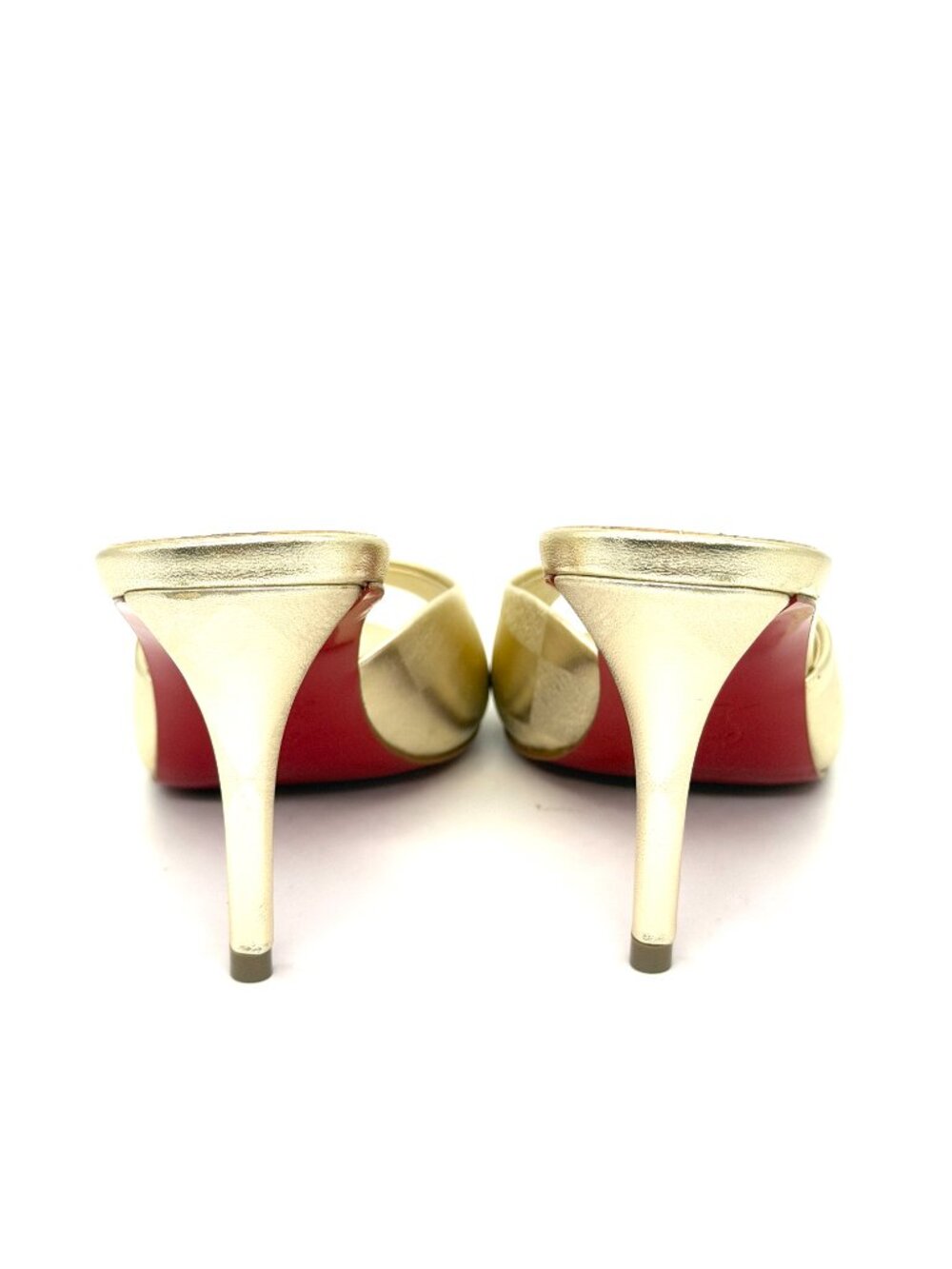 Christian Louboutin MISS Z MULE 80 Metallic Leather Sandals Heels Gold - Picture 12 of 16